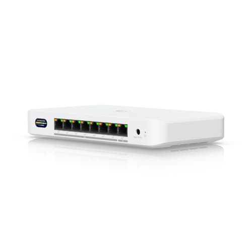 UBNT UniFi Device Bridge Switch (UDB-Switch) – WiFi 7 Uplink’li 10GbE + 2.5GbE 8 Port PoE+ Switch | 0.96” LCM, 6 GHz Ready
