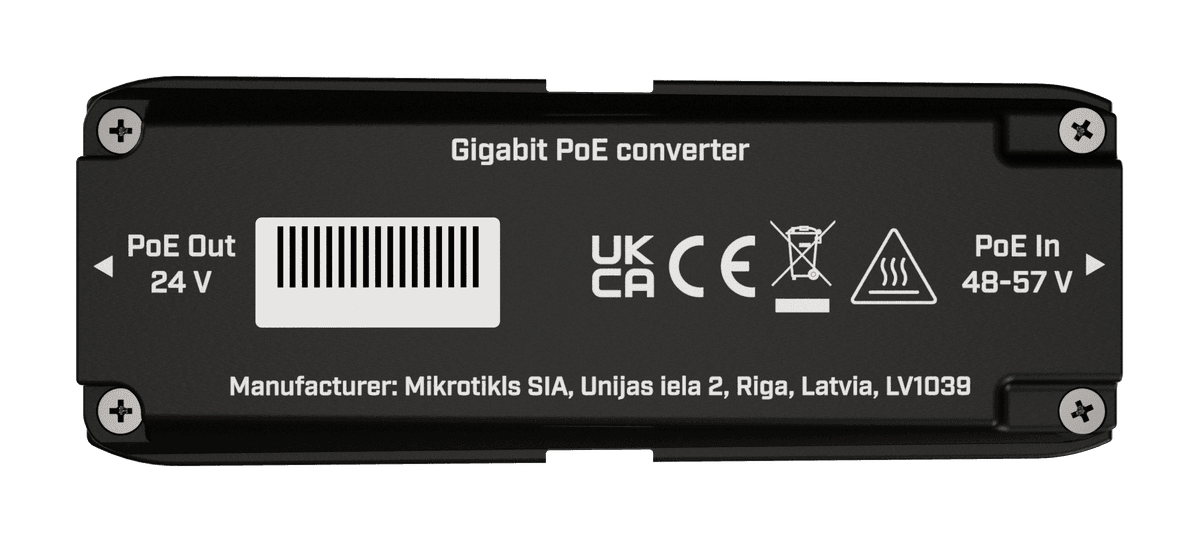 MikroTik GPOE-CON-mini 24V Passive PoE Dönüştürücü | 48–57V 802.3af/at PoE-In, 2.5G Ethernet