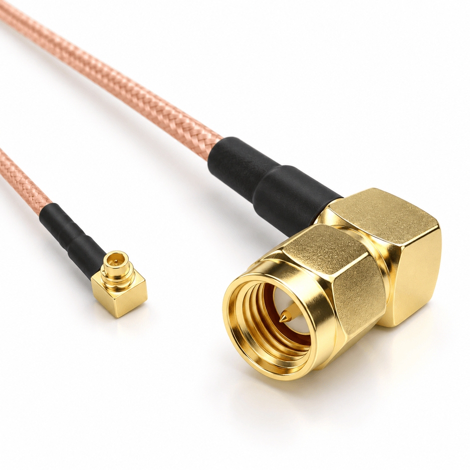 wifiAnten sma-male-angled-mmcx-30 30 cm RG316 SMA Male 90° to MMCX Pigtail Kablo | 50 Ohm Düşük Kayıplı RF Kablo - görsel 1