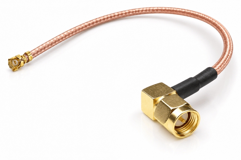 wifiAnten sma-male-angled-to-ufl-30 30 cm RG178 SMA Male 90° to U.FL Pigtail Kablo | 50 Ohm DC–6 GHz RF Kablo - görsel 2
