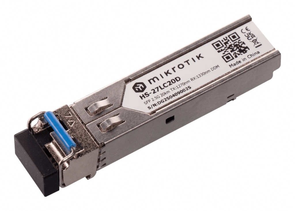 Mikrotik HS-2733LC20D MikroTik HS-2733LC20D | 1G/2.5G BiDi Single-Mode SFP Çifti, Tek Fiber, 20 km, LC, DDM