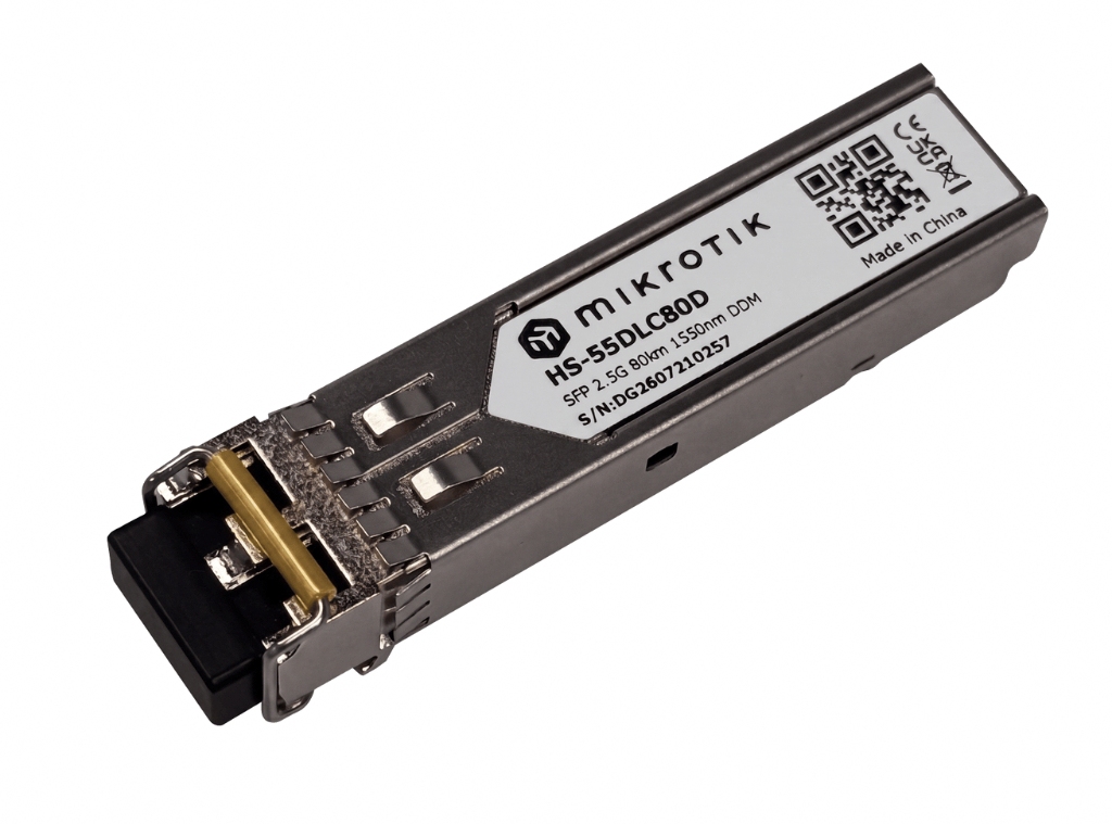 Mikrotik HS-55DLC80D MikroTik HS-55DLC80D | 1.25G/2.5G Single-Mode SFP Modül, 80 km Uzun Mesafe Fiber